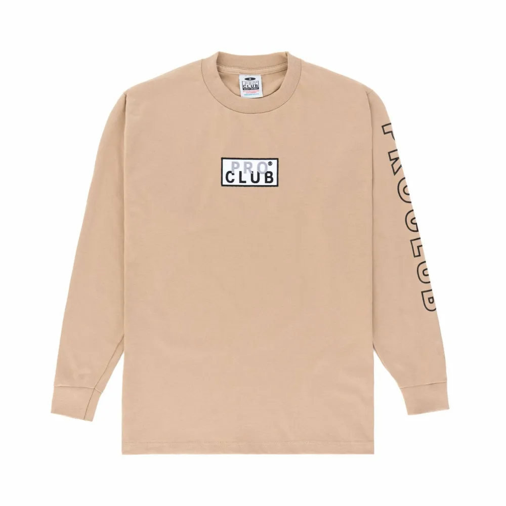 Pro Club Embroidered Box Logo Long Sleeve Heavyweight T-Shirt