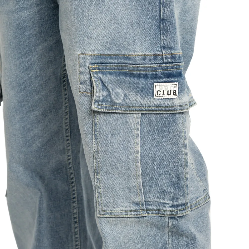 Pro Club Men's Heavyweight Relaxed Fit Denim Cargo Pant