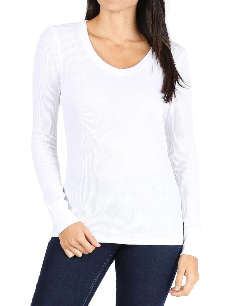 Pro Club Women's Long Sleeve Thermal V-Neck Tee