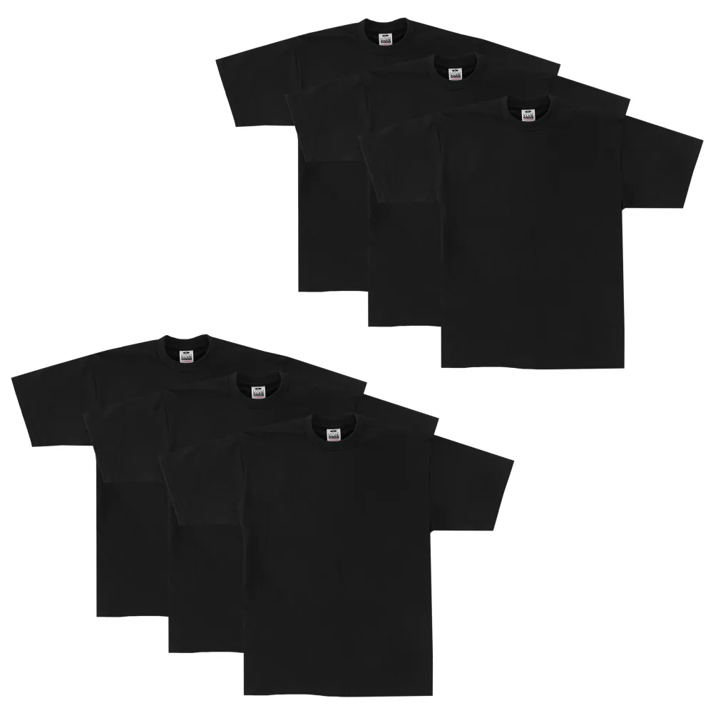 Pro Club Men's Heavyweight Cotton Short Sleeve Crew Neck T-Shirt 6-Pack