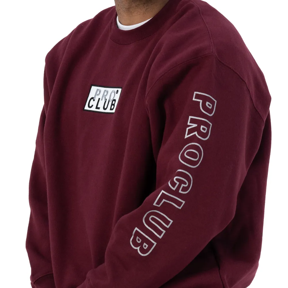 Pro Club Men's Heavyweight Embroidered Box Logo Crew Neck Fleece Pullover Sweatshirt