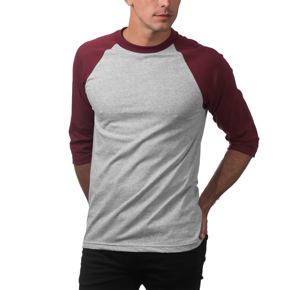 Pro Club Men's 3/4 Sleeve Crew Neck Baseball Shirt