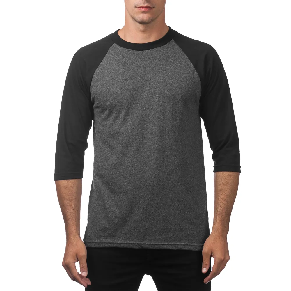 Pro Club Men's 3/4 Sleeve Crew Neck Baseball Shirt
