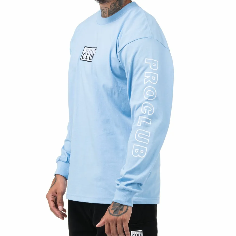 Pro Club Embroidered Box Logo Long Sleeve Heavyweight T-Shirt
