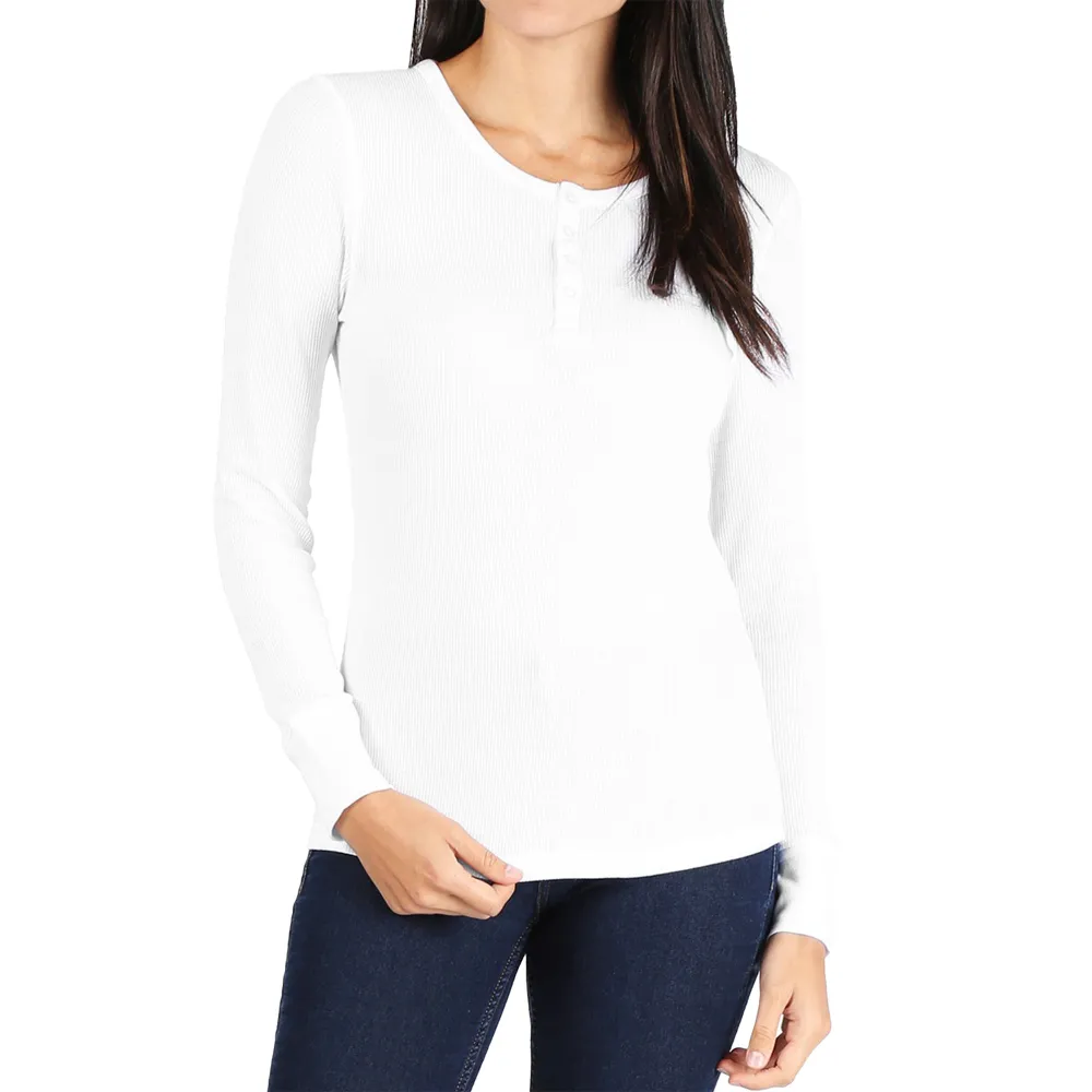 Pro Club Women's Long Sleeve Thermal Henley Tee
