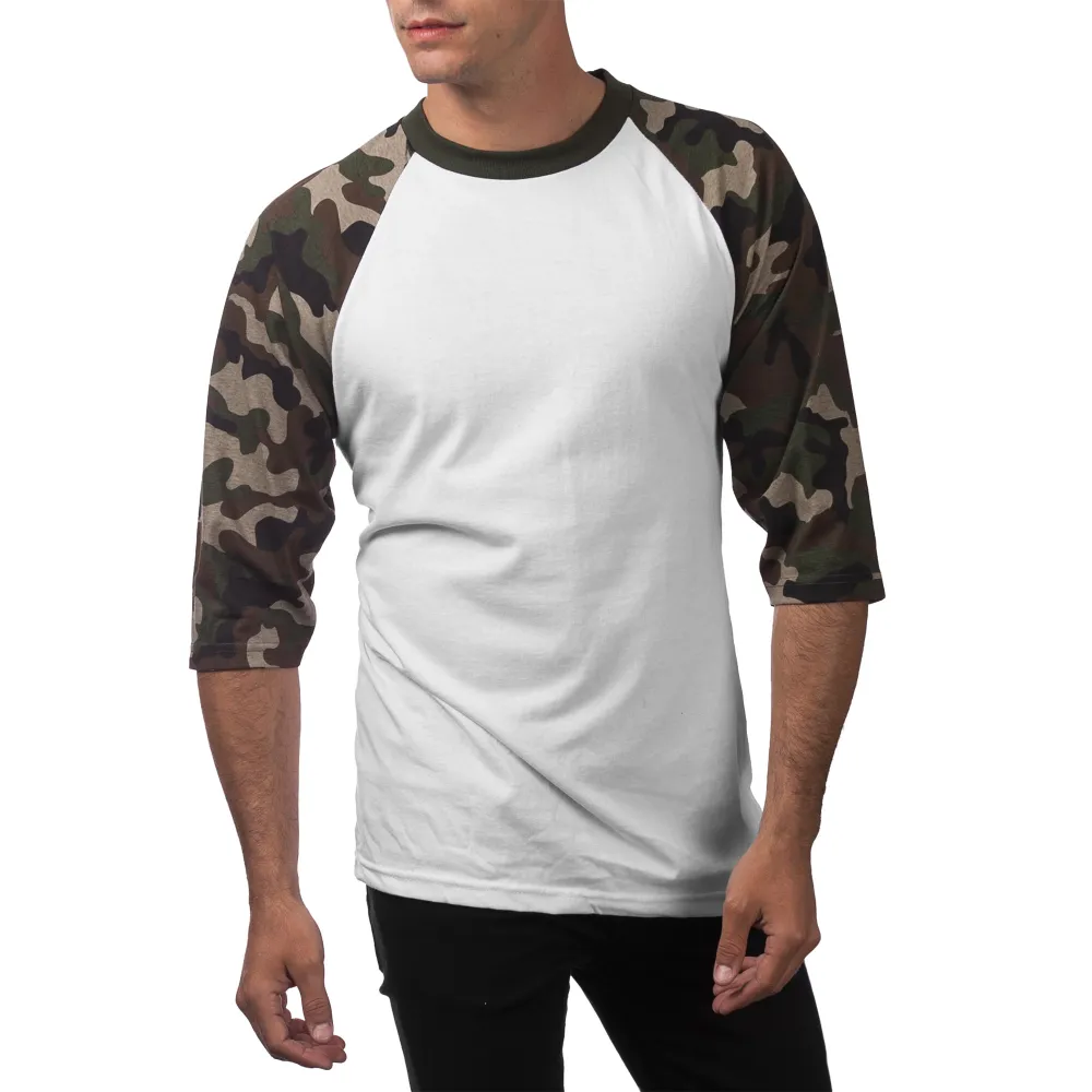 Pro Club Men's 3/4 Sleeve Crew Neck Baseball Shirt