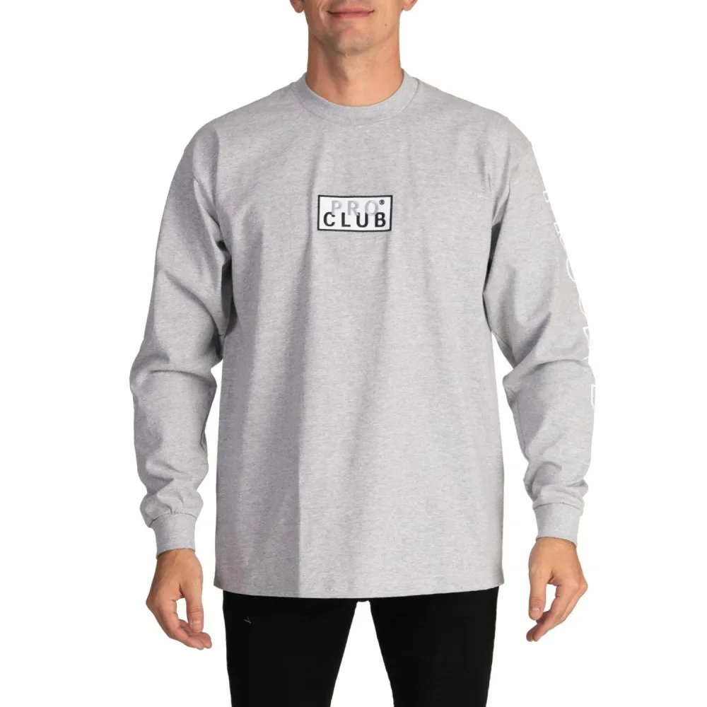 Pro Club Embroidered Box Logo Long Sleeve Heavyweight T-Shirt